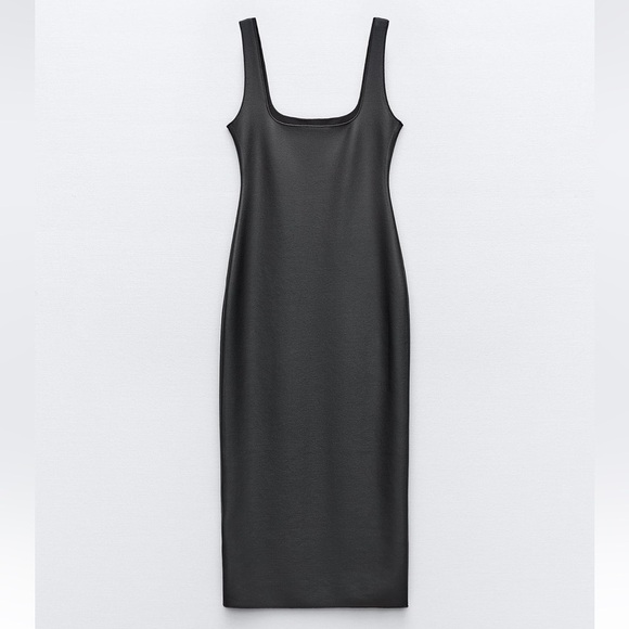 New ZARA Stretch Knit Bodycon Midi Dress - Picture 6 of 7